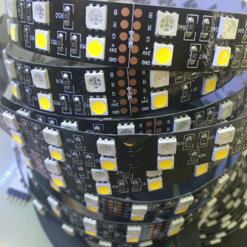#Best DC 24V 12V Black PCB RGBW led strip Double Row 5M RGB+ White Warm White IP21 IP67 waterproof 120leds M 600LEDs Rope light