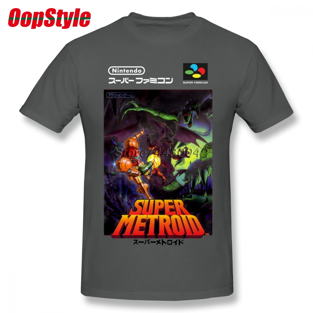 Супер Metroid nintendo Super Famicom японская коробка искусство рубашка SNES Футболка мужская Homme Пользовательские Короткий рукав плюс размер Мужская футболка