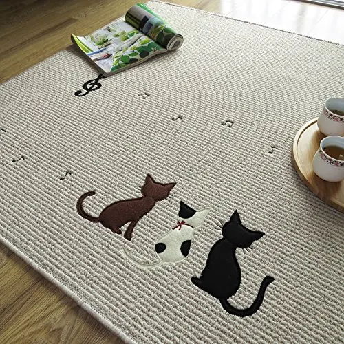 

WINLIFE Designer Three Cats Door Mat,Cute Cartoon Carpet Children Bedroom,Elegant Square Rugs