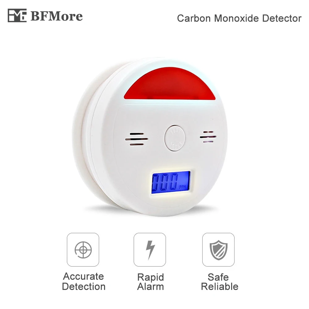 

BFMore Sound and light CO Sensor LCD Photoelectric Home Security Independent Carbon Monoxide Poisoning Alarm Detector 85dB