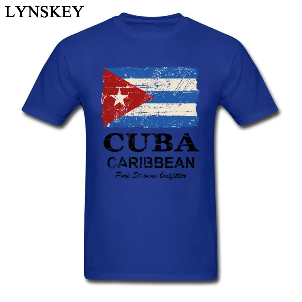 Cuba Flag - Vintage Look O-Neck Men T Shirt Summer Autumn Custom Tops T Shirt Short Sleeve Fashionable 100% Cotton Normal Tee Shirts Cuba Flag - Vintage Look blue
