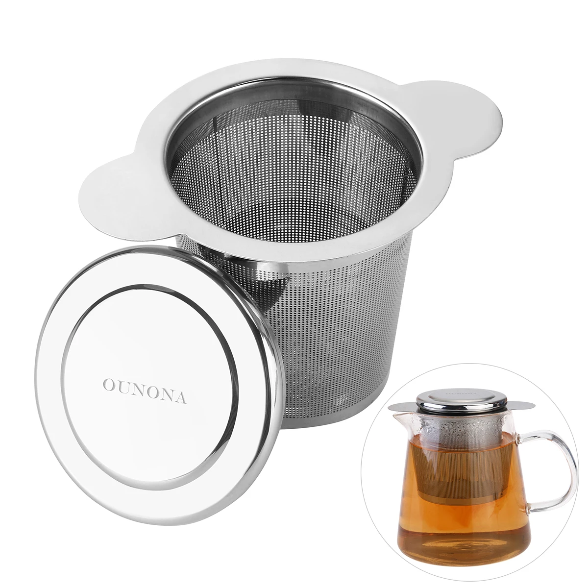 OUNONA Stainless Steel Filtering Loose Leaf Tea Infuser Basket For Cups