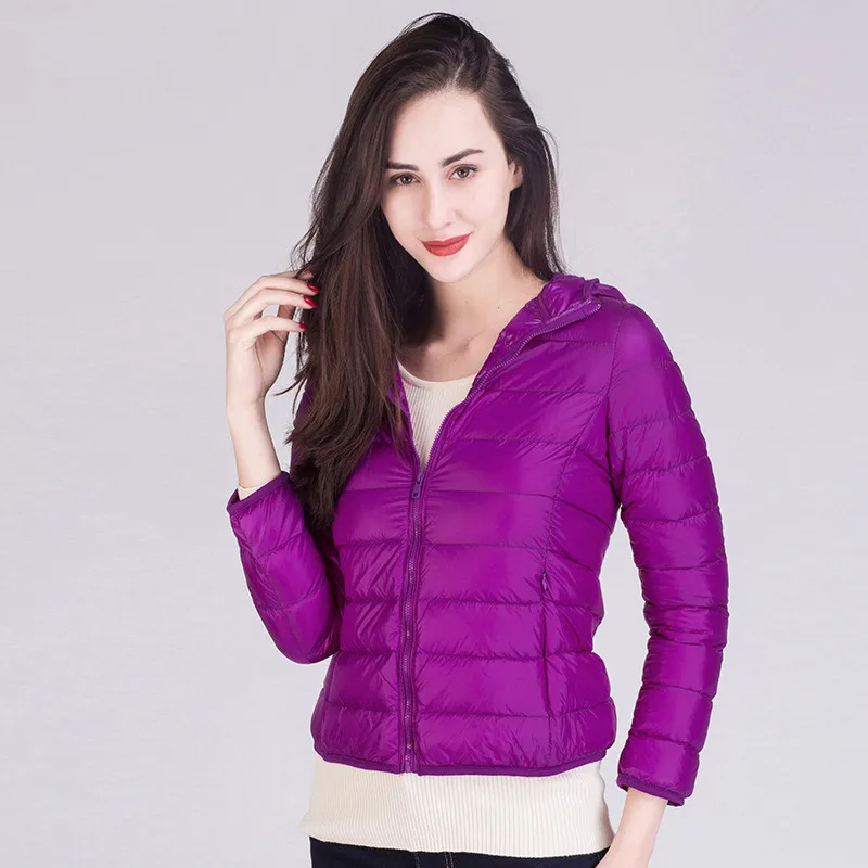 

2018 Casual Fashion Ultralight Hooded Pockets Female Jacket Cotton Solid Thin Autumn Coat ZG007