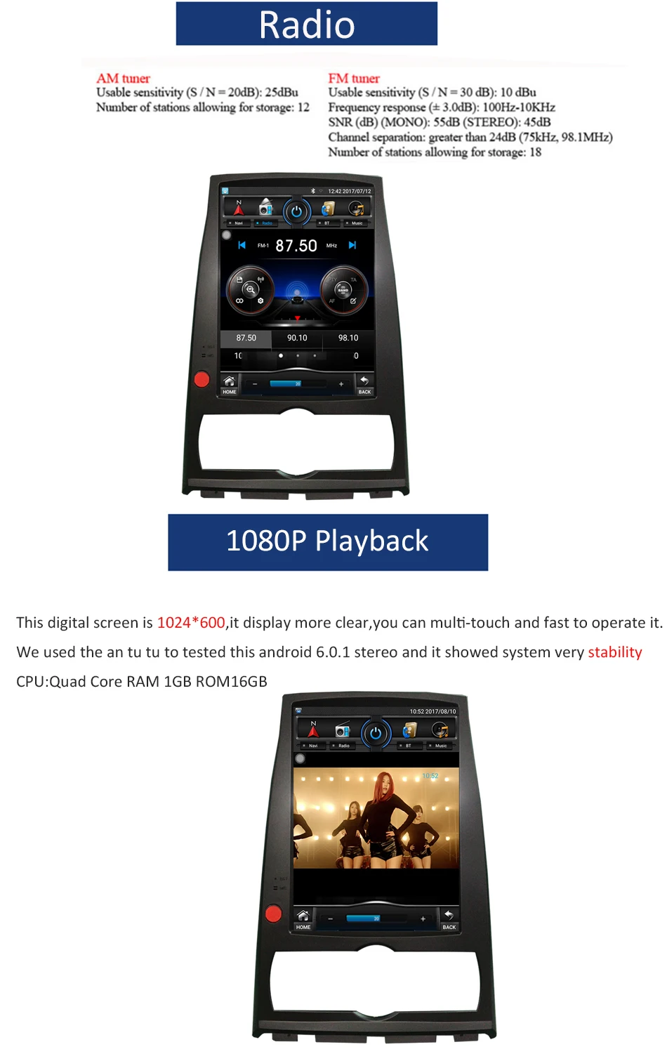 Cheap 10.1inch Android 6.0 Car Radio GPS Head Unit For Hyundai genesis coupe rohens  black/white color 3