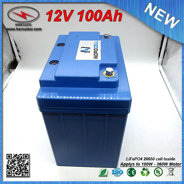 Perfect Big Capacity LiFePO4 12V 100Ah Deep Cycle Lithium ion battery for EV HEV Car scooter UPS Streetlamp solar system FREE SHIPPING 4