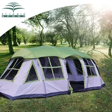 8Persons double layer outdoor family 1hall 1living room house shape team camping tent in good quality and nice version