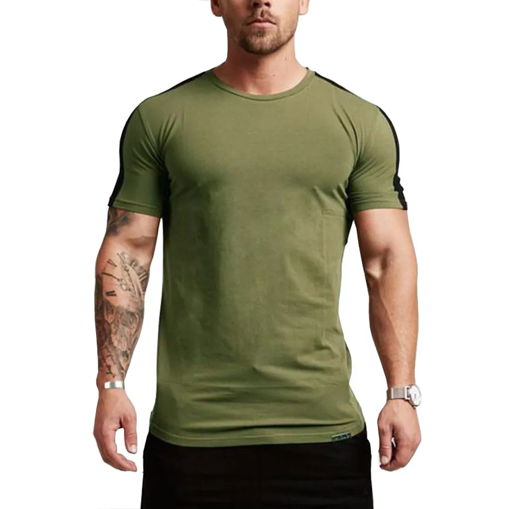 Футболка Рубашки homme Slim Fit блуза со вставкой Для мужчин с круглым вырезом короткий рукав лето Для мужчин футболка Футболки camisetas hombre 19APR3
