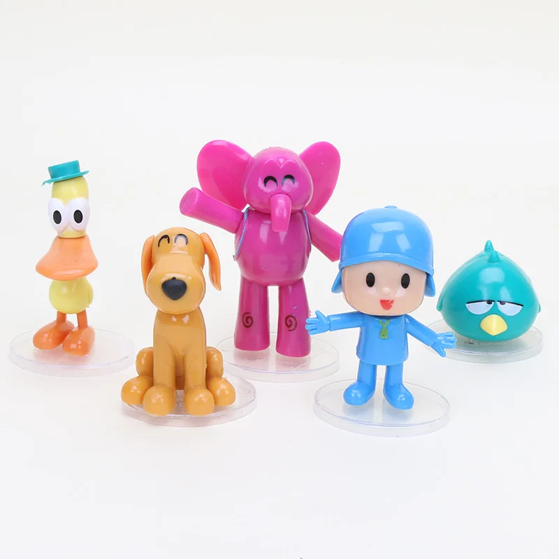 5pcs/set Pocoyo Figure Elly Pato Loula Sleepy Bird Pocoyo PVC Action