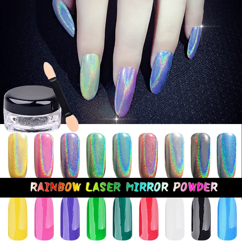 

New 1g/box Colorful neon Mirror Powder Rainbow Gradient Powder Dust nail chrome powder Pigment Nail Art Sequins Decoration Tools