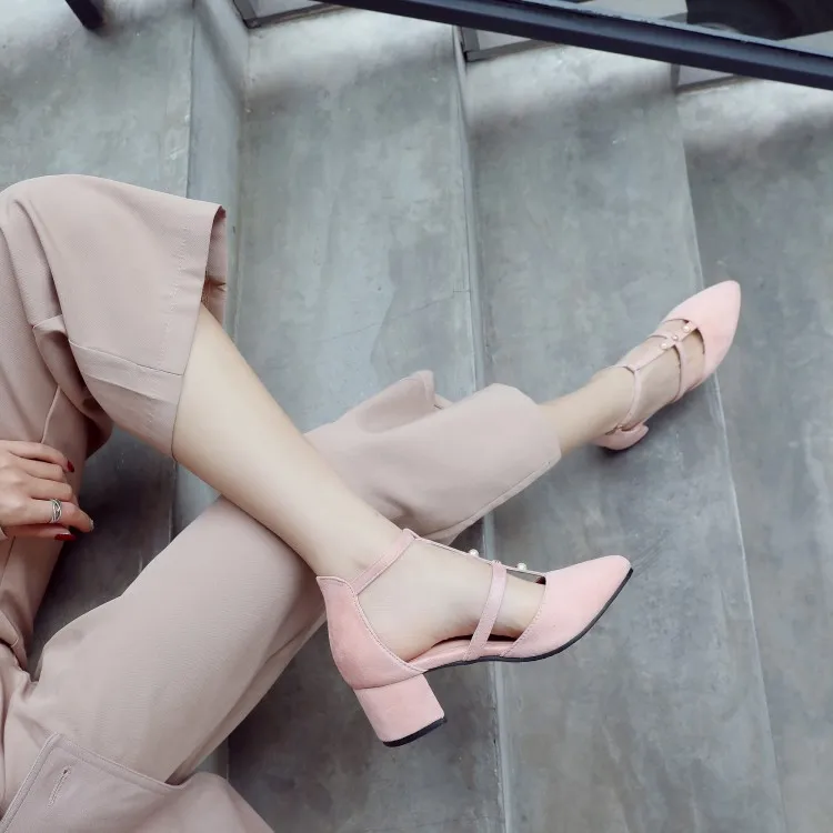 

Big Size 11 12 13 14 15 ladies high heels women shoes woman pumps Button-tipped women's shoes