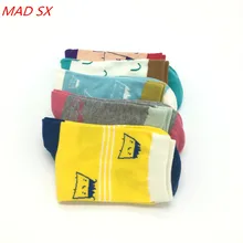 5 пар/лот, женские носки, женские хлопковые носки с героями мультфильмов, Осень-зима, симпатичный карандаш, женские удобные повседневные носки без коробки