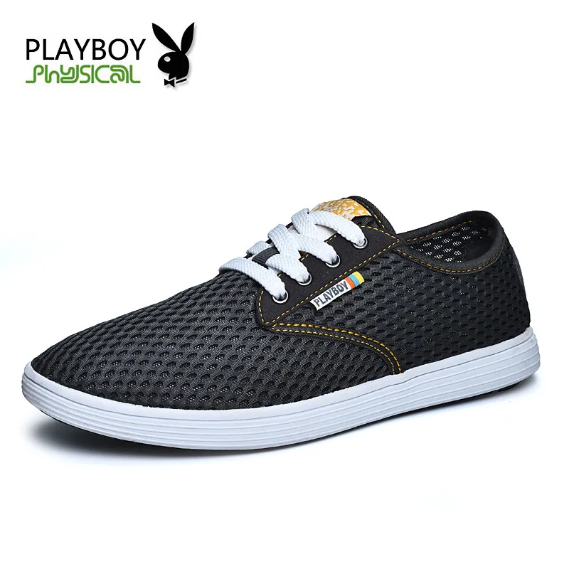 PLAYBOY; кожаная мужская обувь; chaussure homme; мужская обувь, скидки schoenen; лето на плоской подошве; повседневные лоферы; дышащая обувь - Цвет: Темно-серый