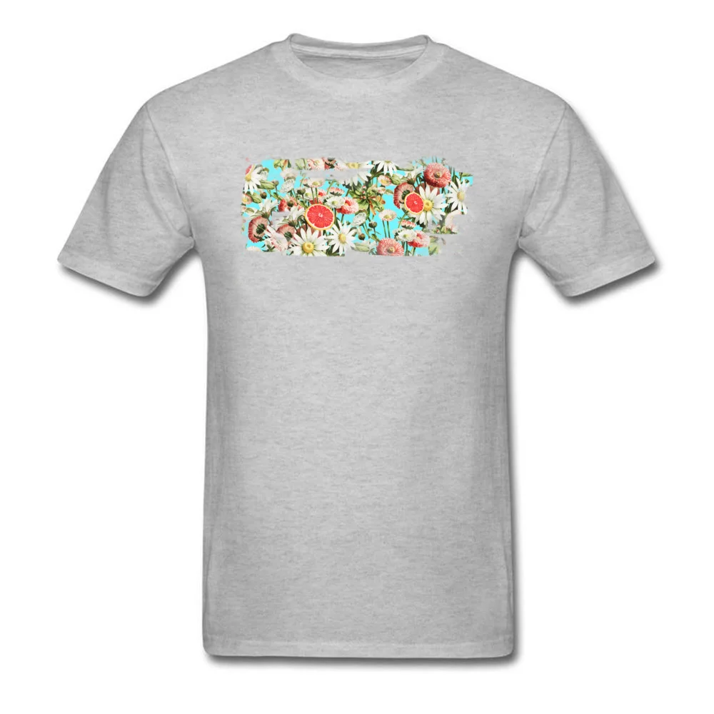 Botanical Garden Cotton Fabric Male Short Sleeve Tees Leisure Labor Day T Shirt Print Tee Shirts Coupons Round Neck Botanical Garden grey