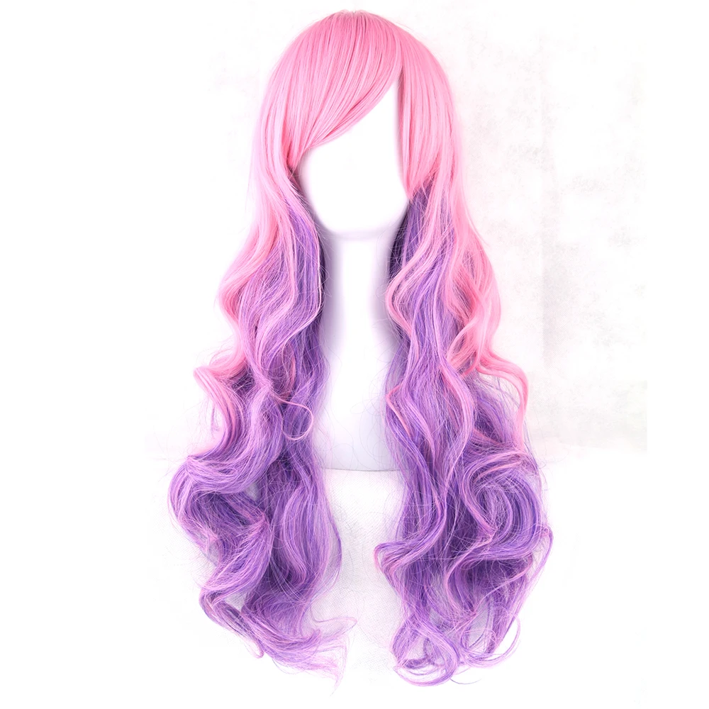 

Soowee 13 Colors Wavy Women High Temperature Fibric Synthetic Hairpiece Pink Blue Ombre Hair Accessories Cosplay Wigs