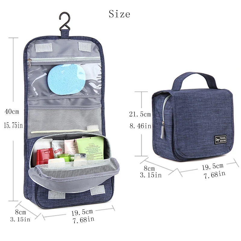 OLAGB طوي شنقا للماء دائم التجميل حقيبة سفر المحمولة شنقا كبير قدرة السفر المنظم حقيبة مستحضرات تجميل