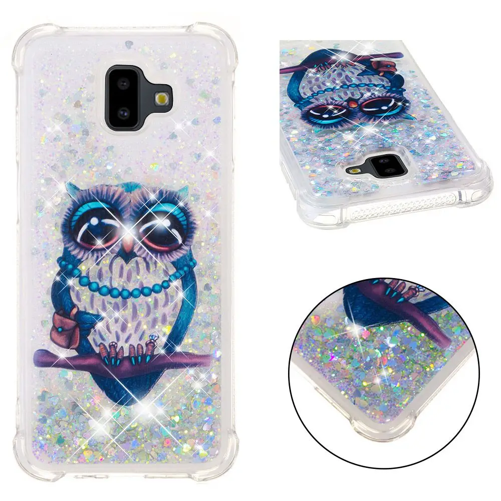 Owl Dynmic Quicksand Case for Samsung Galaxy J6 Plus Silicon Cover Cute TPU Soft J610F J610 |