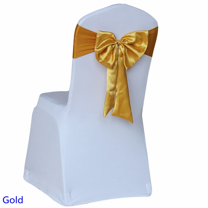 Gold Colour Spandex Chair Sashes Wedding Chair Sashes Lycra Stretch
