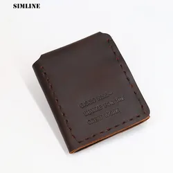 SIMLINE Genuine Leather Men Wallet Vintage Handmade Crazy Horse Cowhide The Secret Life Of Walter Mitty Wallet Short Male Purse