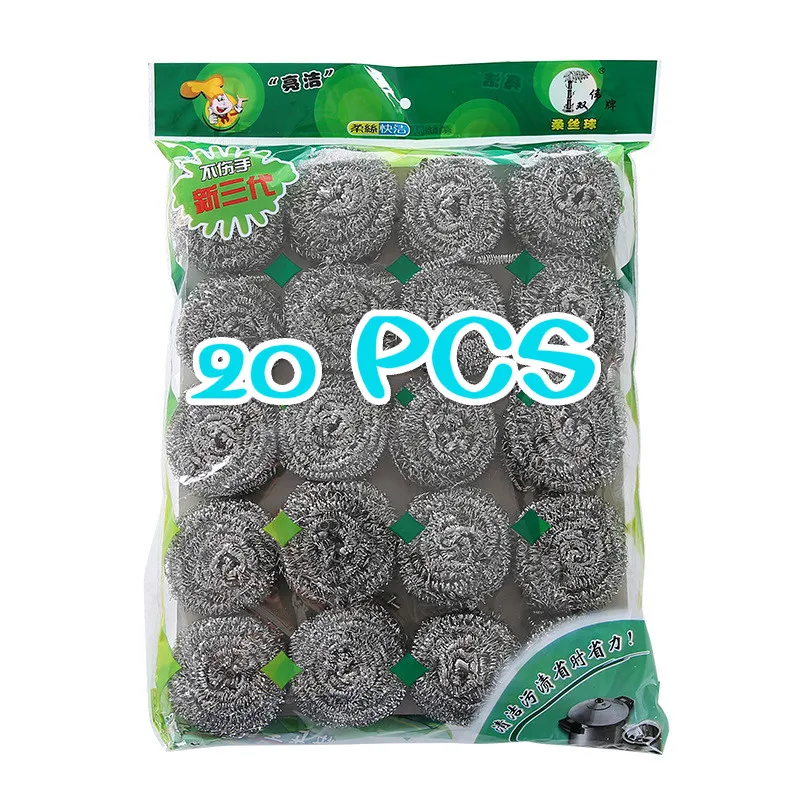 

FASOTY 20 pcs Kitchen Supplies Wire Cleaning Ball Cleaning Brush Brush Bowl Home Essential Steel Ball Cleaning Brush