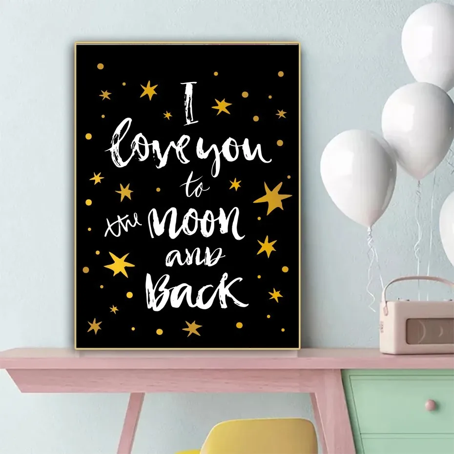 Постеры для детской комнаты с надписью I love You to The Moon and Back|Рисование и каллиграфия|