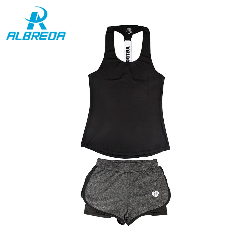 

ALBREDA New Women Yoga Sport Suit 2 Piece Female sleeveless sets Summer Outdoor perspiration wicking Sportswear Running Clothes