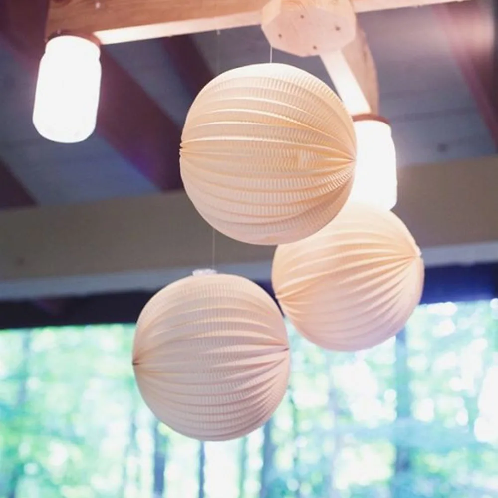 5pc(19cm,32cm) White Accordion Paper Lanterns Pleated Paper Lanterns