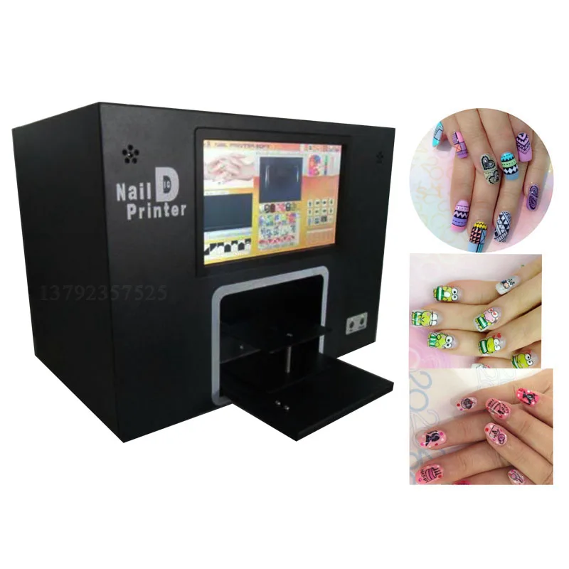  5 hand nails painting digital nail printing machine computer and touch screen nail and flower print