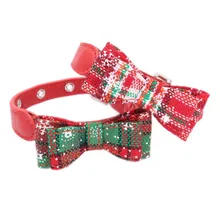 

Christmas Cats Collars Green and Red Bowknot Adjustable Collar Necklace for Cat Pet Products Accessories collar gato mascotas