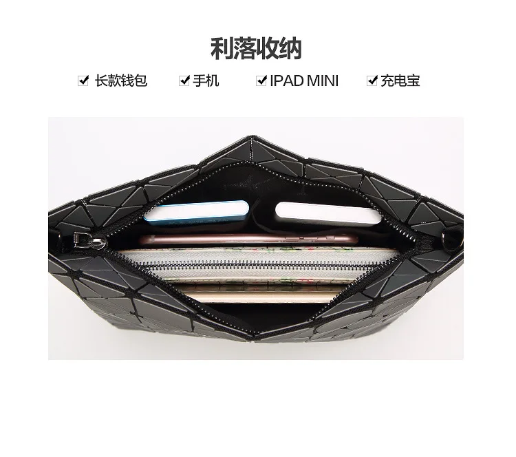 ZYJ Female Laser Luminous Plaid Bags Diamond Chains Rainbow Shoulder Make Up Bag Handbag Deformable Lattice Evening Clutch Bag (22)
