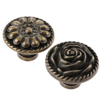 DRELD 1PC Antique Furniture Handle Cabinet Knobs and Handles Retro Kitchen Knobs Drawer Cupboard Pull Handles Furniture Fittings