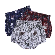 Хлопковые льняные детские шаровары; шорты для девочек с цветочным рисунком; штаны с треугольным От 0 до 5 лет; Kawaii; шорты для новорожденных; Bebe; брюки для малышей