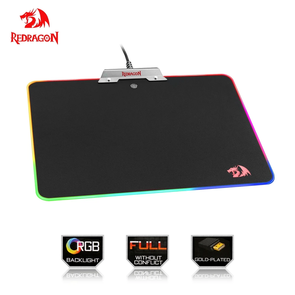 

Redragon RGB USB Mousepad Colorful LED Lighting Black Gaming Mouse pad Mat for Computer Laptop Notebook for GO LOL Dota CS Game