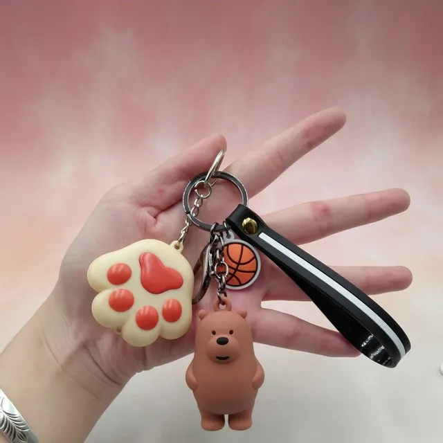 

Hot Cartoon Anime We Bare Bears Cute Three Animal Bears Doll Keychains Women Car Bag Pendant Belt Trinkets Key Chains Porte Clef