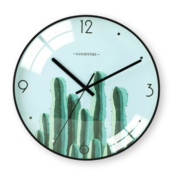 

Nordic Silent Green Cactus Wall Clock Living Room Bedroom Modern Wall Clock Creative Simple Klok Clocks Wall Home Decor 50w201