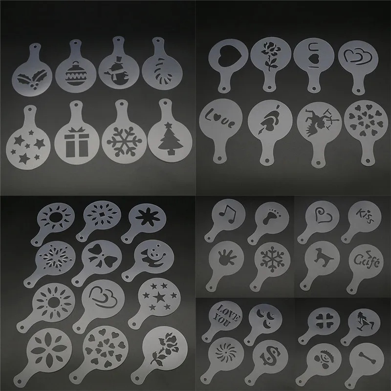 

Coffee Stencils Latte Cappuccino Barista Art Stencils Cake Duster Templates Strew Pad Duster Spray Tools Accessories