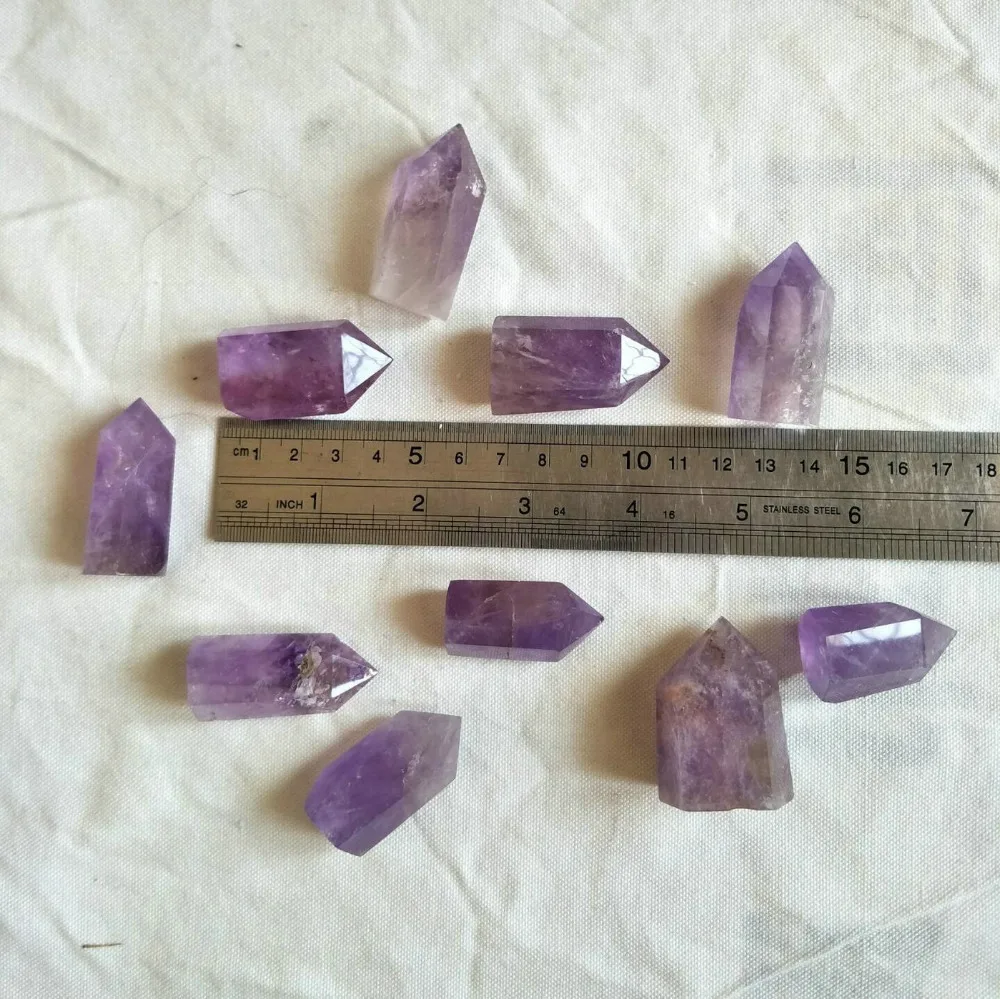 

10 Pieces Natural Purple Amethyst Quartz Crystal Points Tower Obelisk Wands Polished Healing Brazil CDHC