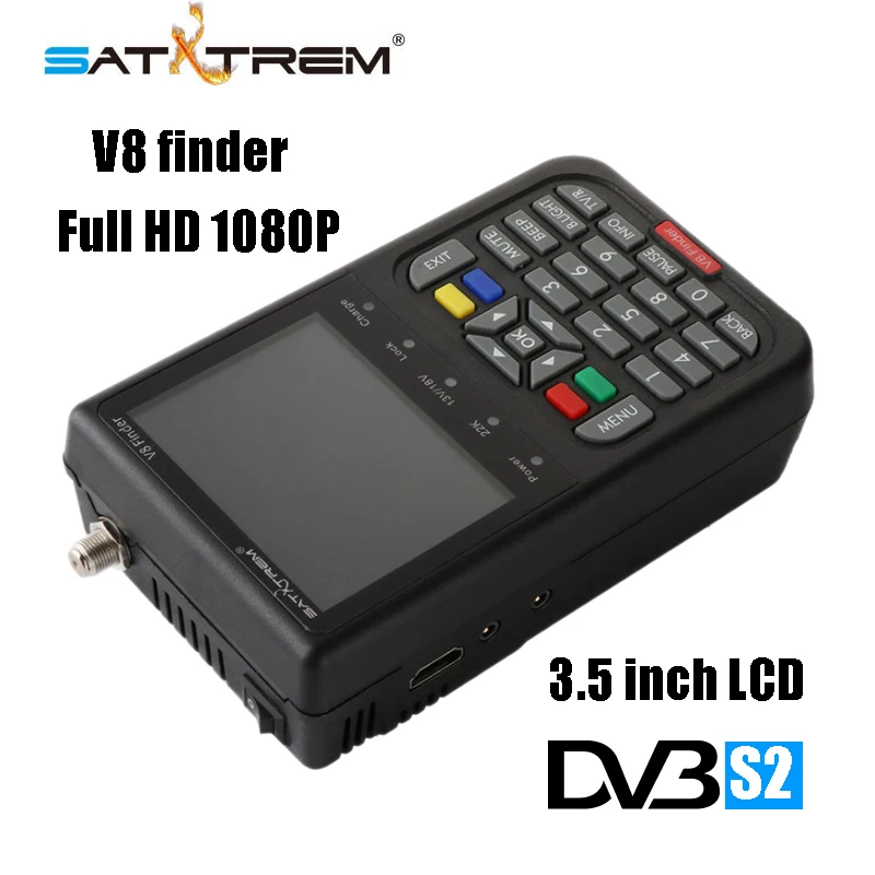 

Satxtrem V8 Finder DVB S2 S Digital Satellite TV Receiver Black Full HD 1080P SATV 3.5 Inch LCD 3000mAh Battery Sat TV Decoder
