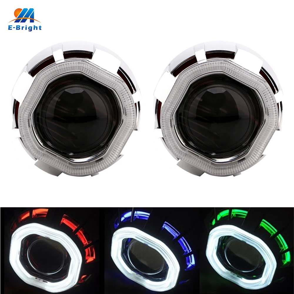 YM E-Bright 1 комплект (2 шт.) Мини 2 5 дюйма HID биксеноновые фары с ангельскими глазами