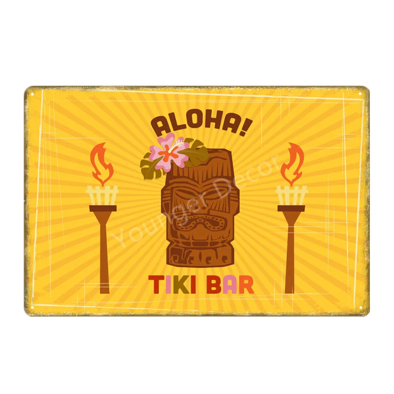Вечерние украшения Aloha Tiki Bar постер с рисунком стен для ресторана паба домашнего
