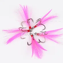 30 шт./лот рыболовный крючок белый розовый Муха Крючки для привязывания тройные Крючки Рыболовный снасти тройной крючок