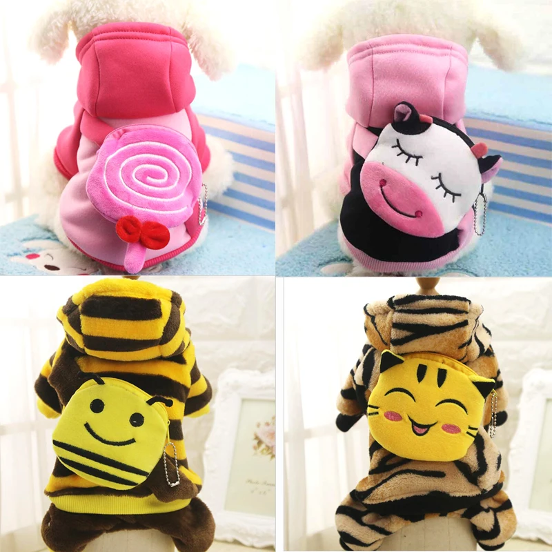

Winter Cartoon Puppy Pocket Hoodie Clothing Warm Flannel Dog Clothes for Small Dog Chihuahua French Bulldog Outfit Pet Cat Y325