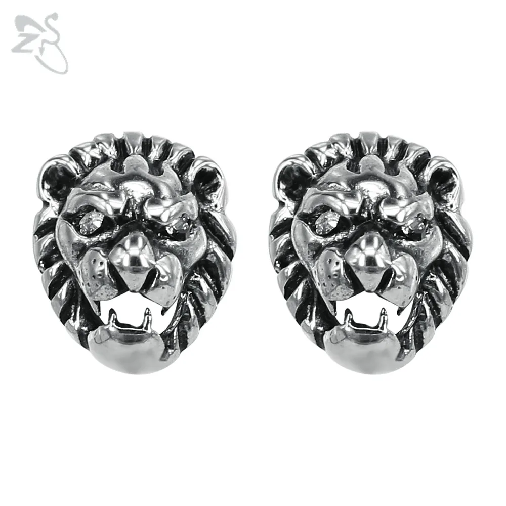 

Hip Hop Style Earrings Lion Head Brincos Surgical Steel Ear Studs Mens Woman Piercings Good Quality Jewelry Boucles D'oreilles