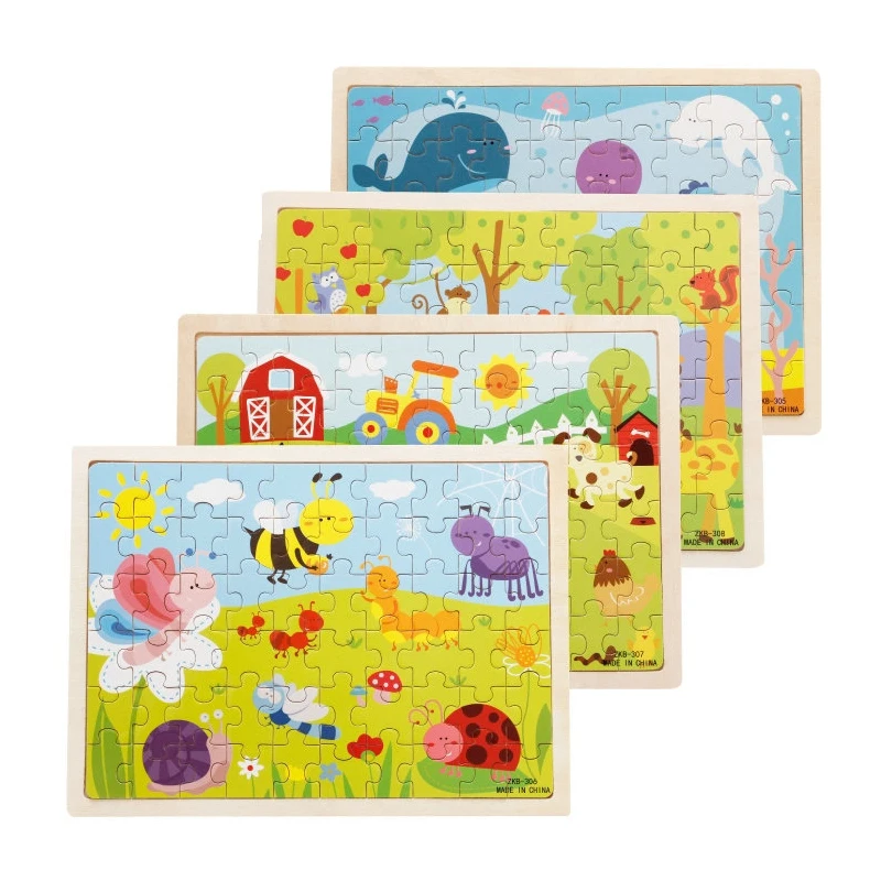

Danuyli Hot Sale 1pcs 60 Slice Small Piece Puzzle Toy Children Animals Wooden Jigsaw Puzzles Kids Educational Toys for Baby