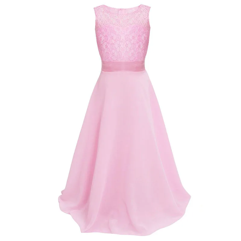 Кружевные Платья с цветочным узором для девочек, элегантное фатиновое платье высшего качества для первого причастия, бальное платье, платье для торжеств вечерние платья с кружевами 002 - Цвет: pink