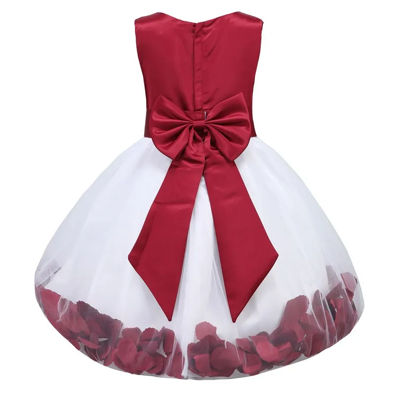 Детское платье для девочек с цветочными лепестками Малышка-подружка невесты Элегантное платье Пышное свадебное платье невесты из тюля Формальное праздничное платье
