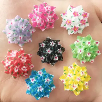 

New 10PCS AB Resin 20mm Print Flower Flatback Stone Wedding Diy Scrapbok Crafts DIY Resin Ornaments R52A