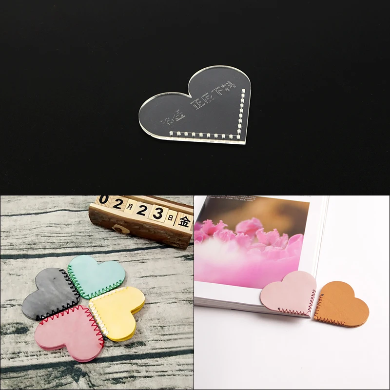 

Handmade Leather Acrylic Type Drawing Heart shaped Love Bookmark Corner Lattice Pattern Outstanding Template