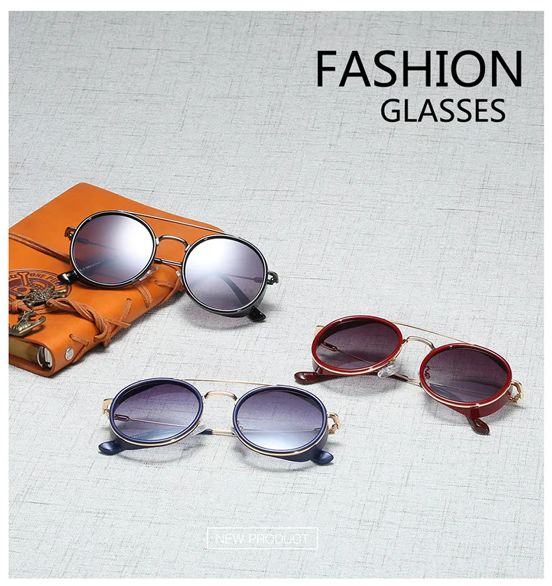 Панк Круглые Солнцезащитные очки для мужчин и женщин Модные Оттенки UV400 Винтажные Очки 45707