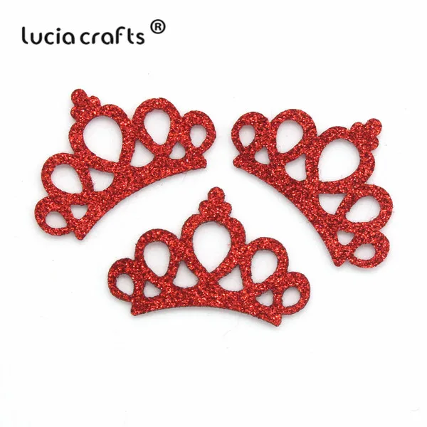 Lucia crafts, 10 шт./12 шт., 27*45 мм, нетканый материал, корона, детская лента для волос, шпилька, головной убор, украшения, сделай сам, ручная работа, аксессуары L0621 - Цвет: red  10pcs