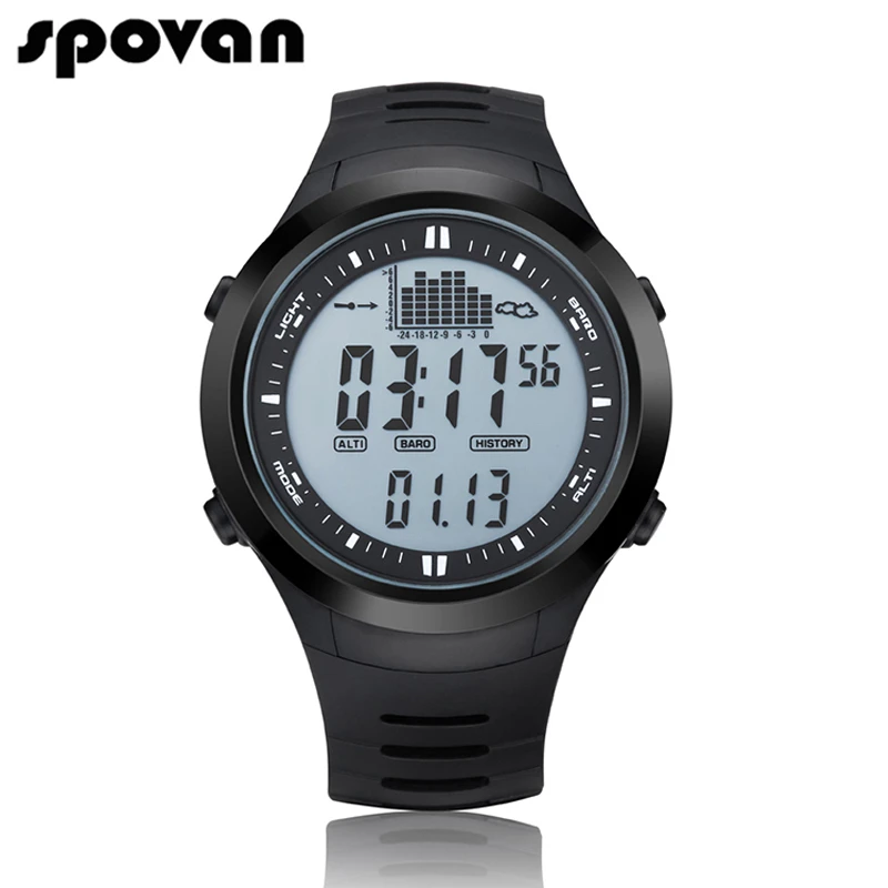 

SPOVAN Men Sports Watches Digital Fishing Remind Air Pressure Measurement Multi-Function Outdoor Altimeter Waterproof Watch